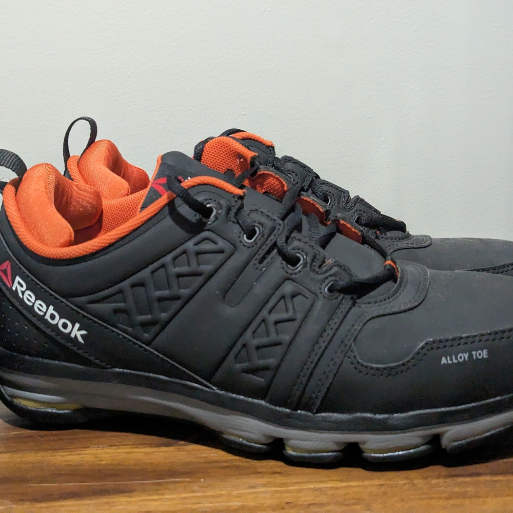 Reebok Black and Orange Work Shoes with Breathable Mesh